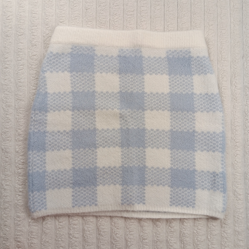 LA Hearts Blue White Checkered Skirt